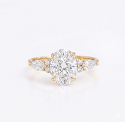 2.5 ct Oval Lab-Grown Diamond Three-Stone Vintage Ring