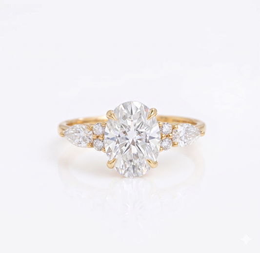 2.5 ct Oval Lab-Grown Diamond Three-Stone Vintage Ring