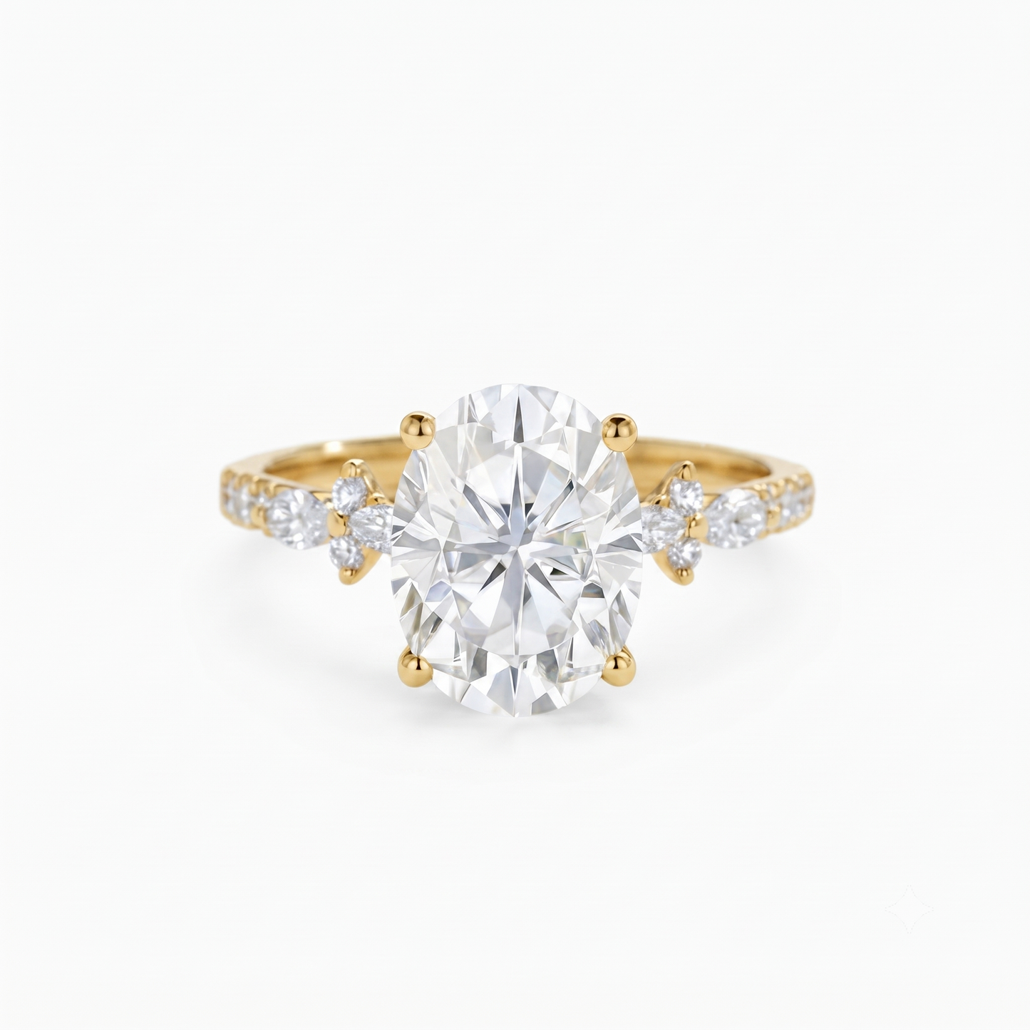 2.800 ct Vintage Oval Engagement Ring, 14K Solid Yellow Gold