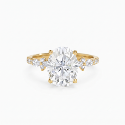 2.800 ct Vintage Oval Engagement Ring, 14K Solid Yellow Gold