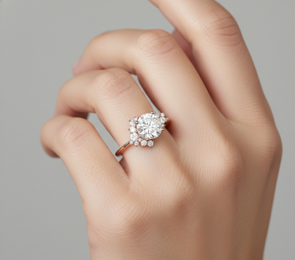 2.40 ct Round Cut Lab-Grown Diamond Halo Engagement Ring