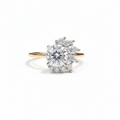 1.30CT Round Cut Cluster Engagement Ring