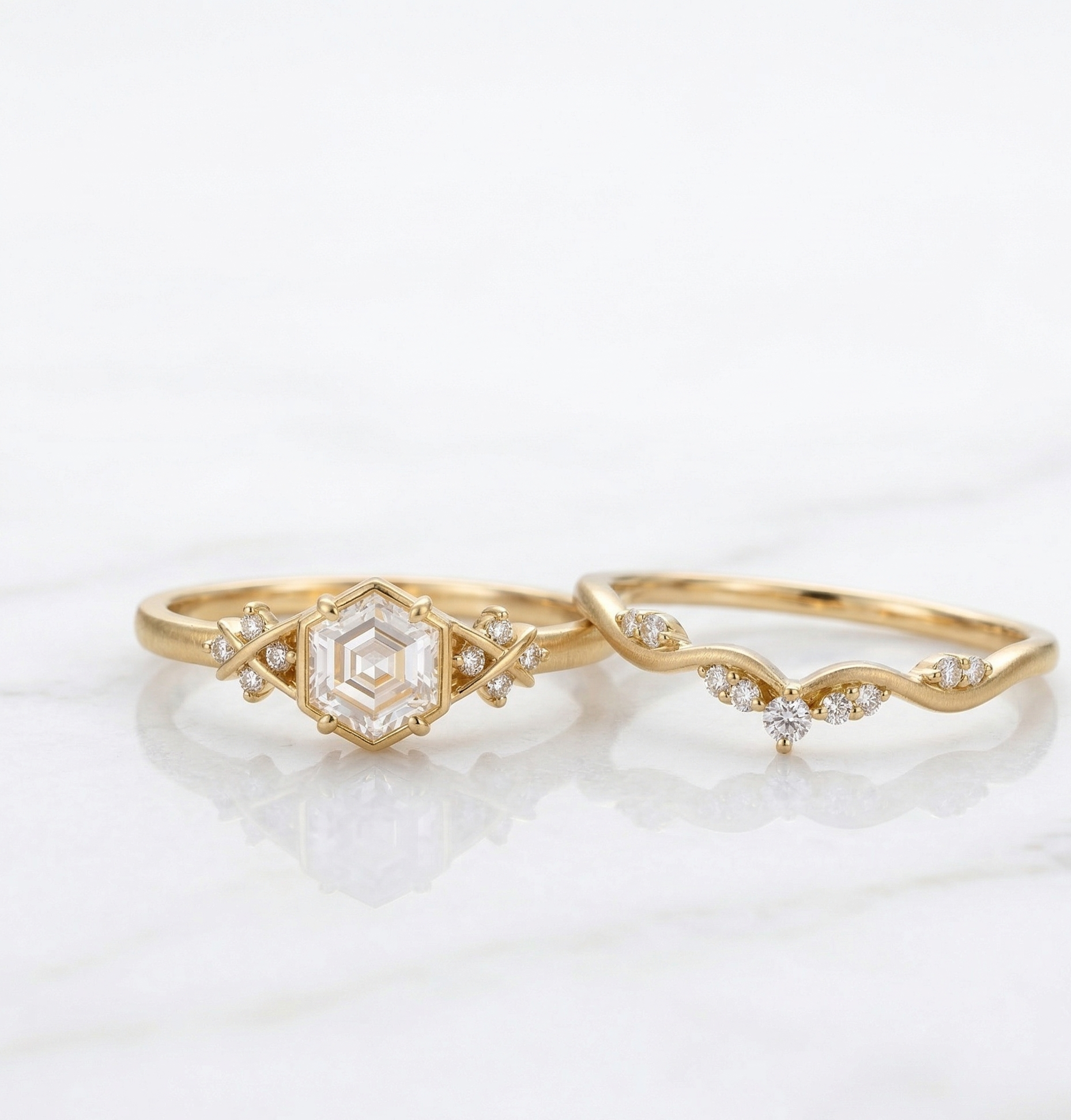 hexagon shaped wedding ring
