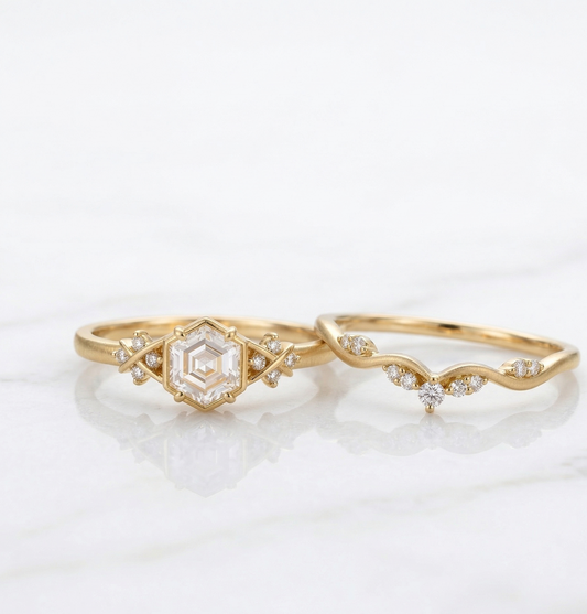 hexagon shaped wedding ring