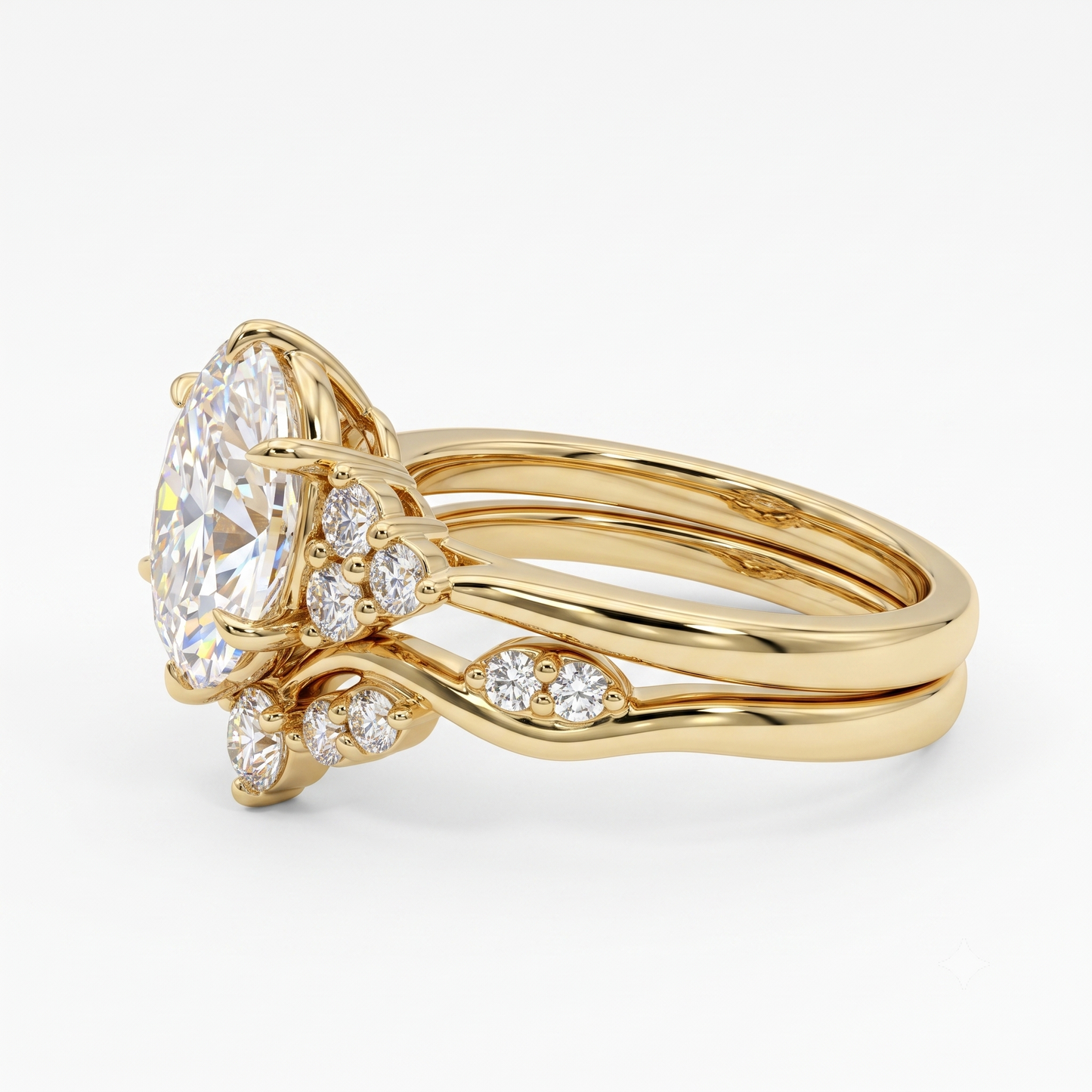 0.66CT Oval Cut Lab Grown Diamond Engagement Ring Set