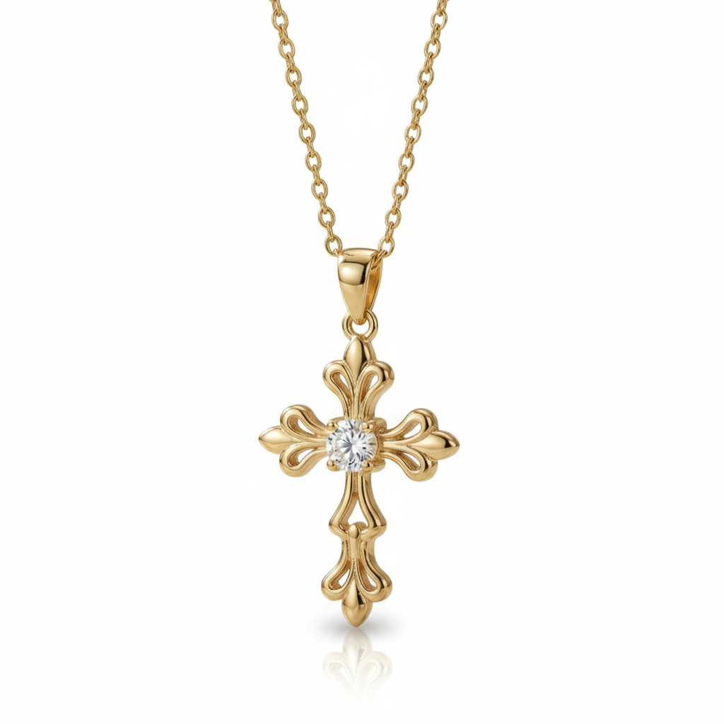 0.600ct Lab-Grown Cross Necklace
