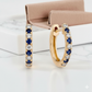 Alternating Lab Grown Diamond & Sapphire Petite Hoop Earrings