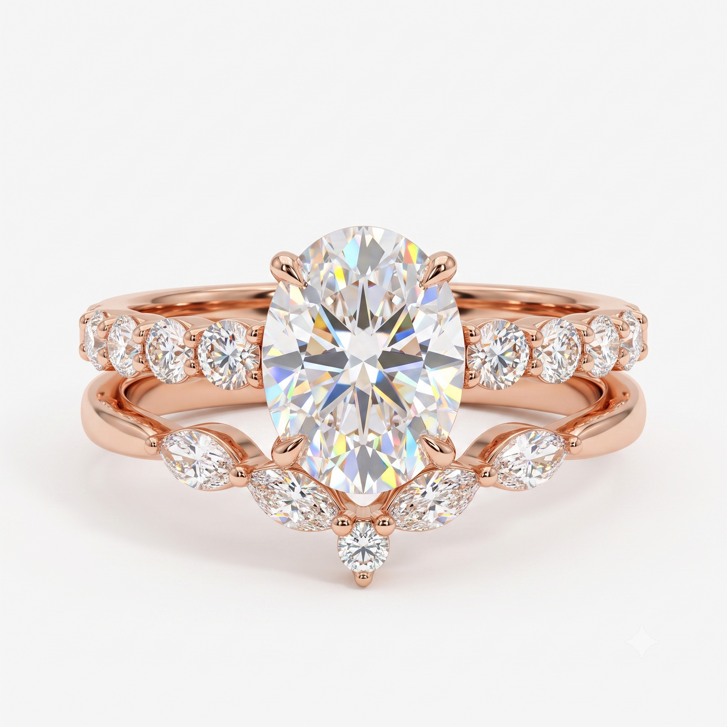 1.80 Ct Oval Lab-Grown Diamond Engagement Ring Set