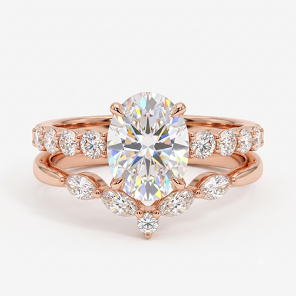1.80 Ct Oval Lab-Grown Diamond Engagement Ring Set