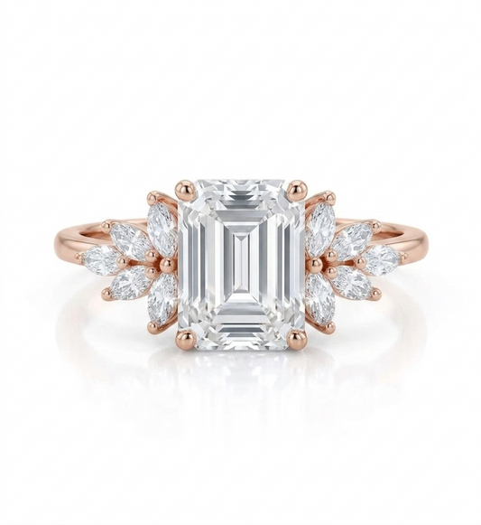 1.75 ct Emerald Lab Diamond Floral Cluster Ring