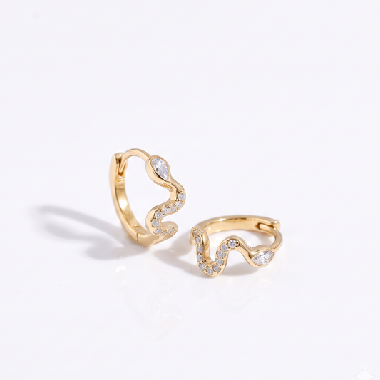 lab grown diamond wave huggie hoop earrings