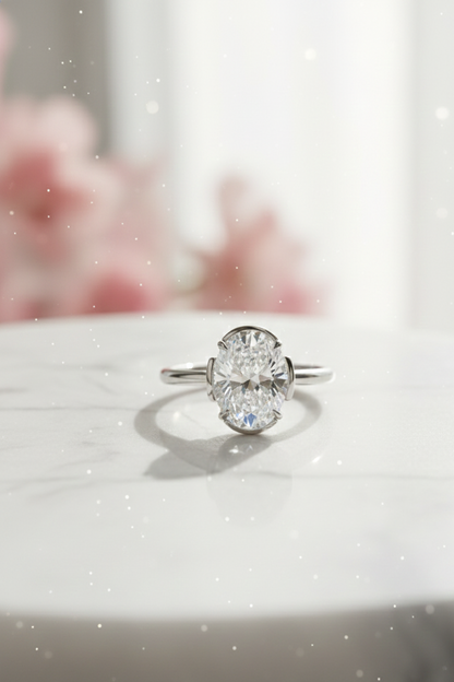 1.50 Carat Oval Lab-Grown Engagement Ring – 14K Gold Promise Ring