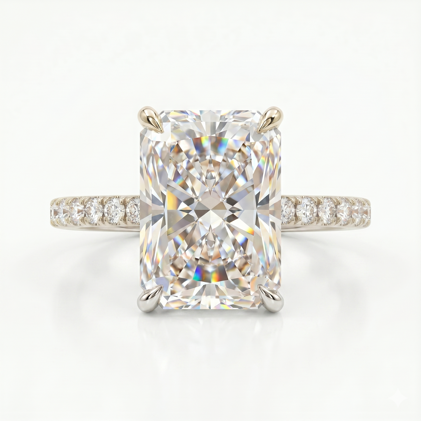 2.30 CT Radiant Cut Lab Grown Hidden Halo Diamond Engagement Ring