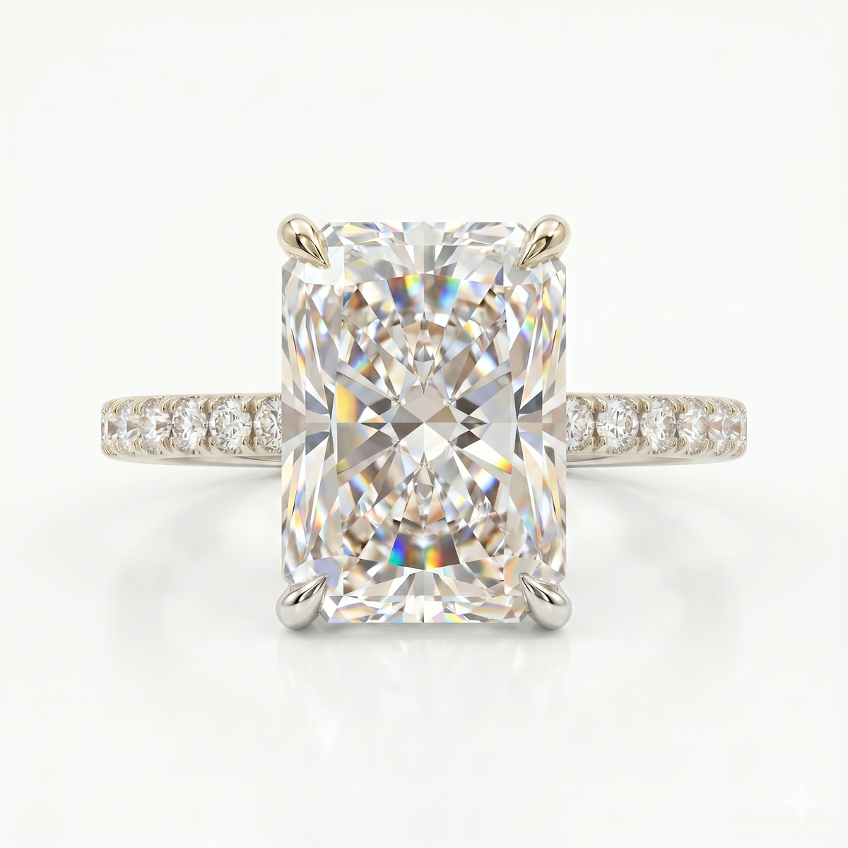 radiant cut engagement rings with hidden halo​

