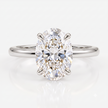 1.00ct Oval Cut Lab Grown Diamond Solitaire Minimalist Engagement Ring