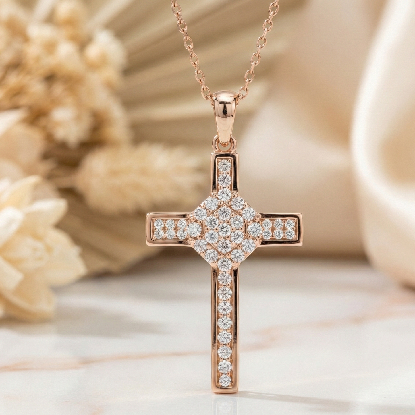 0.700ct lab grown Cross Necklace