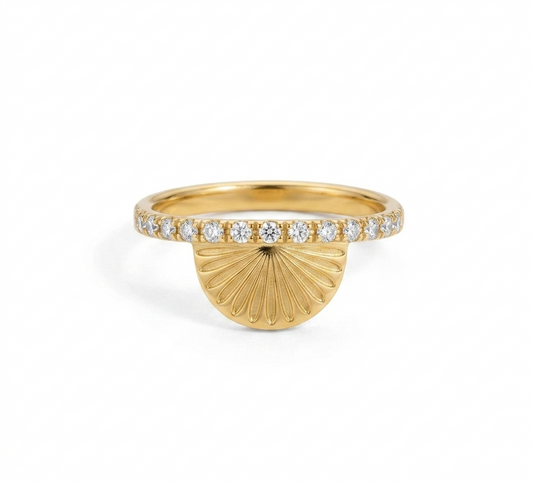 Sunburst Half-Sun Diamond Band – 14K Gold Lab-Grown Ring