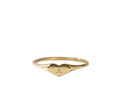 Custom Initial Heart Ring – 14K Gold Personalized Band