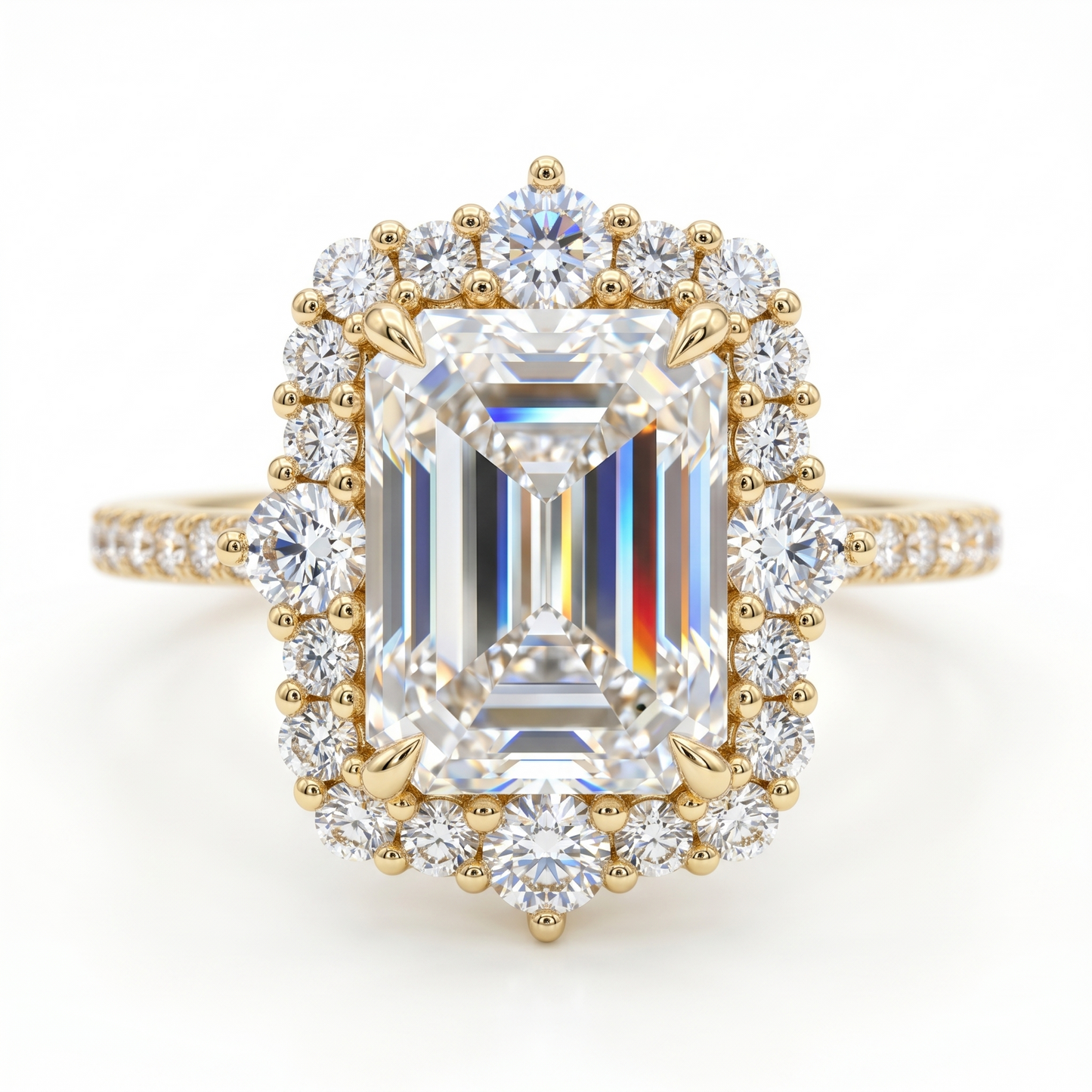 Vintage Halo 3CT Radiant cut engagement ring