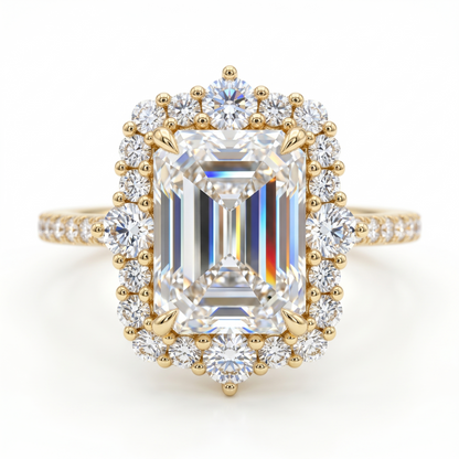 Vintage Halo 3CT Radiant cut engagement ring