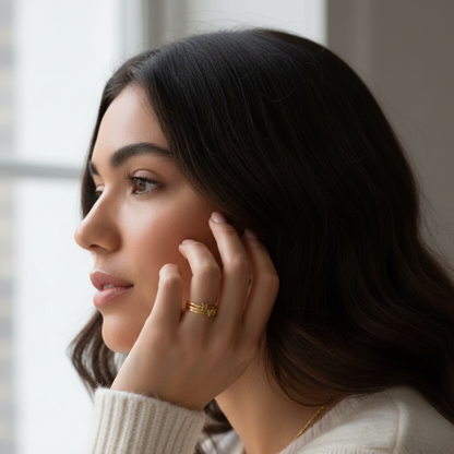 14K Solid Gold Custom Letter Ring – Inez Initial Minimal Ring