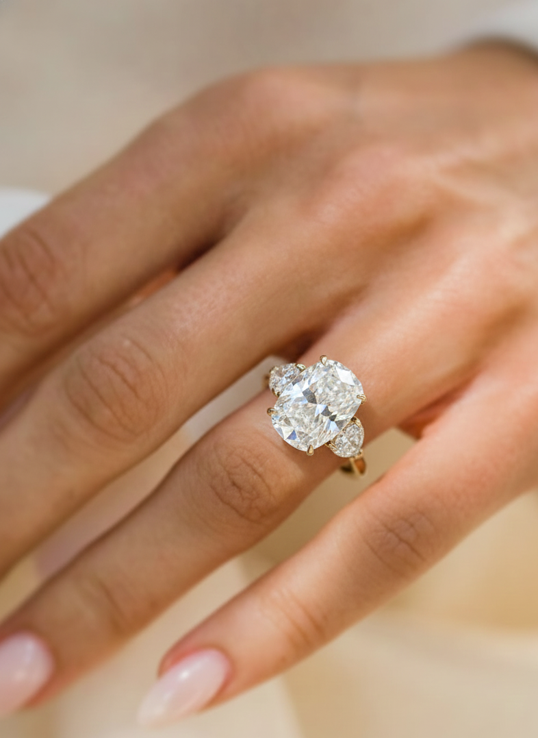 1.80 ct Cushion Cut Lab-Grown Three Stone Engagement Ring