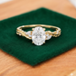 1.60ct Oval Lab Grown Diamond Engagement Ring, Leaf Art Deco Bridal Ring