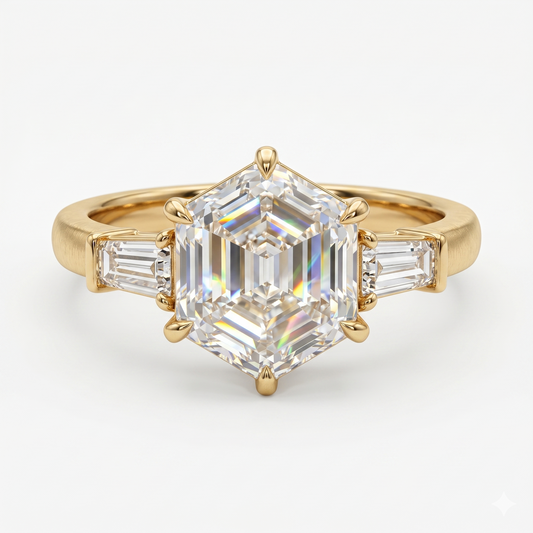 1.160ct Hexagon Lab Grown Diamond Engagement Ring