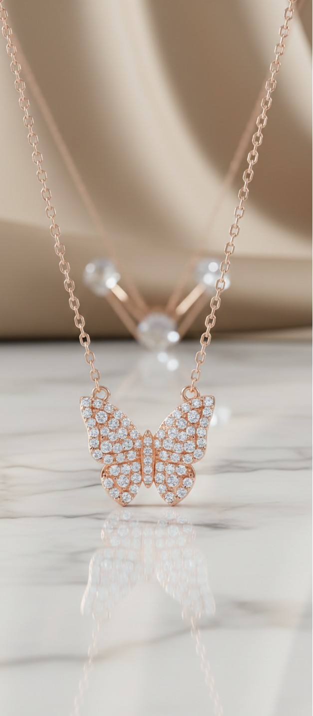 0.300 Ct Butterfly Lab-Grown Diamond Necklace