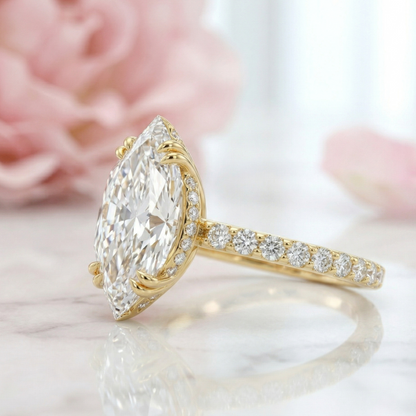 1.950ct Marquise Lab Grown Diamond Pave Band Engagement Ring