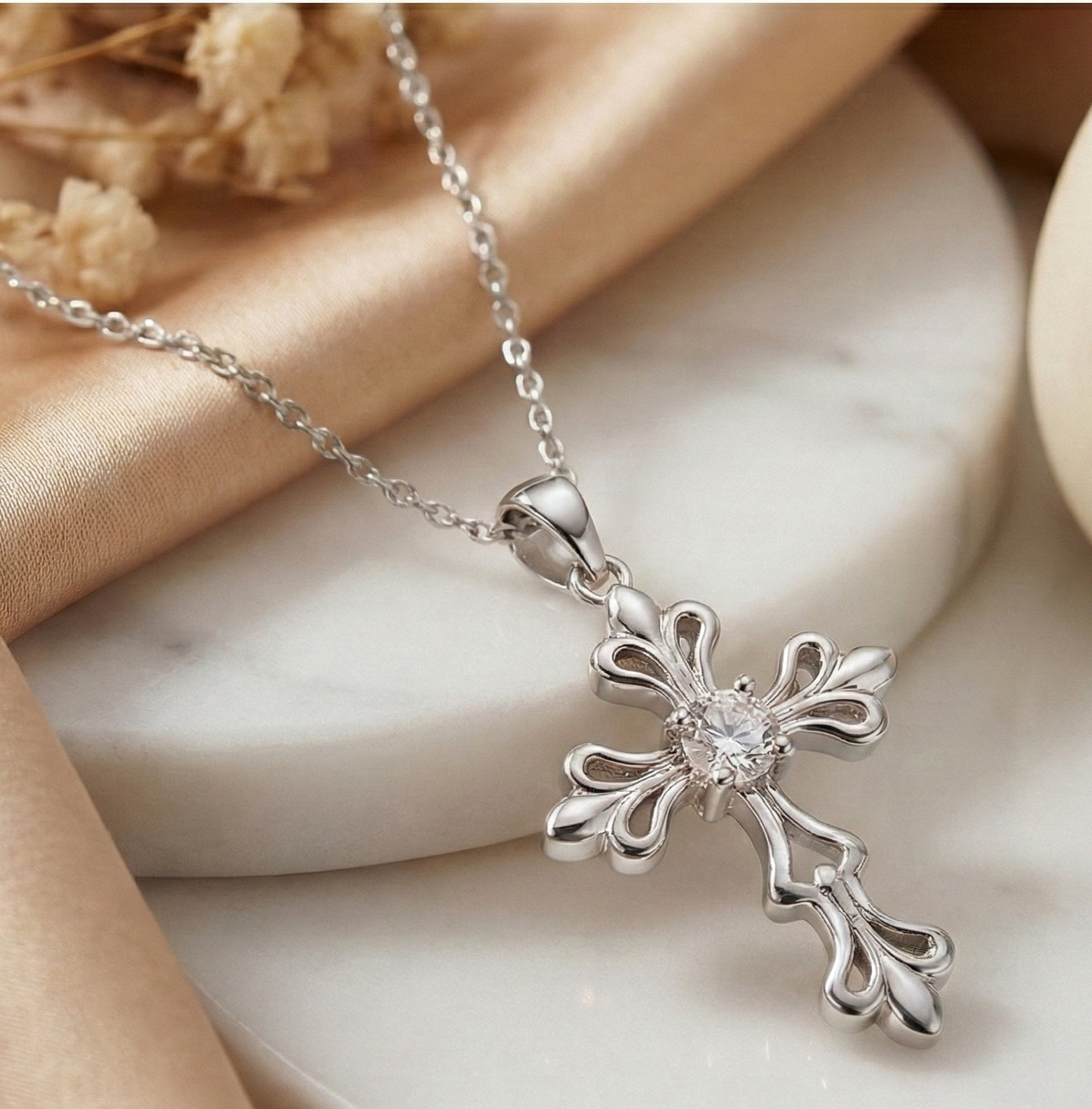 0.600ct Lab-Grown Cross Necklace