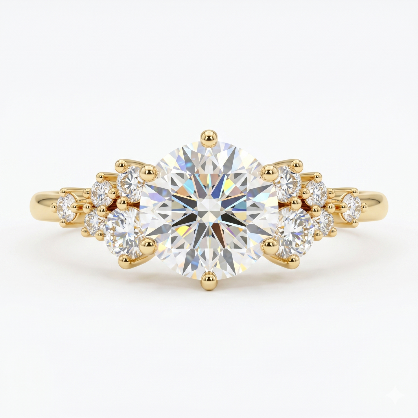 1CT Round Natural Diamond engagement ring, Unique White gold engagement ring