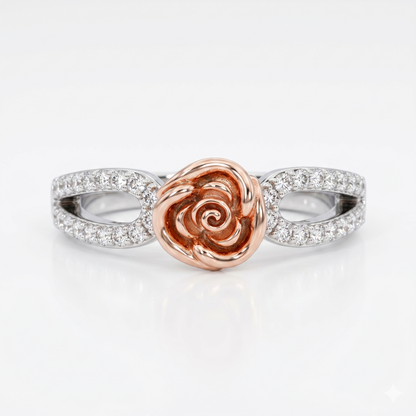 Lotus Engagement Ring, Rose Gold Ring