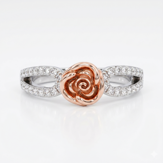 Lotus Engagement Ring, Rose Gold Ring