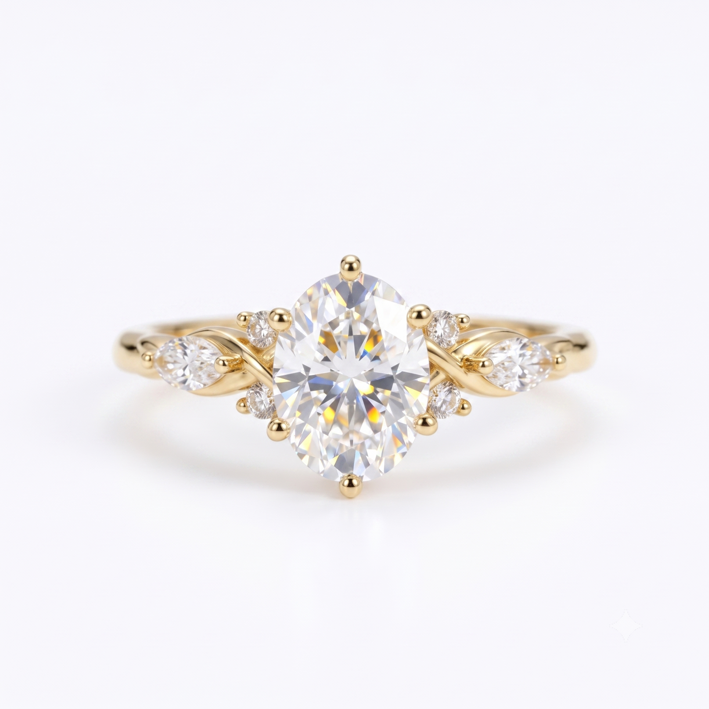 6*8mm Oval cut Natural Diamond Engagement Ring,Stacking ring