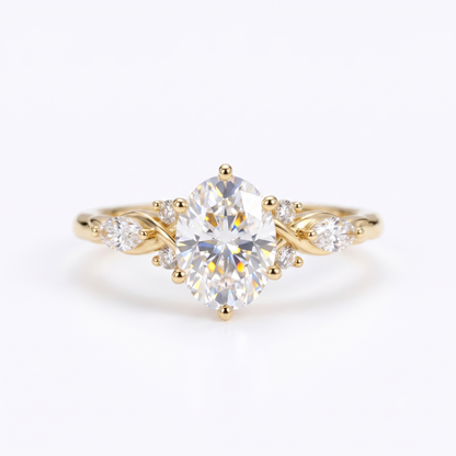 6*8mm Oval cut Natural Diamond Engagement Ring,Stacking ring
