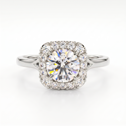 1.10 TCW Round Cut VVS1 Lab-Grown Halo Engagement Ring Solid 14K White Gold