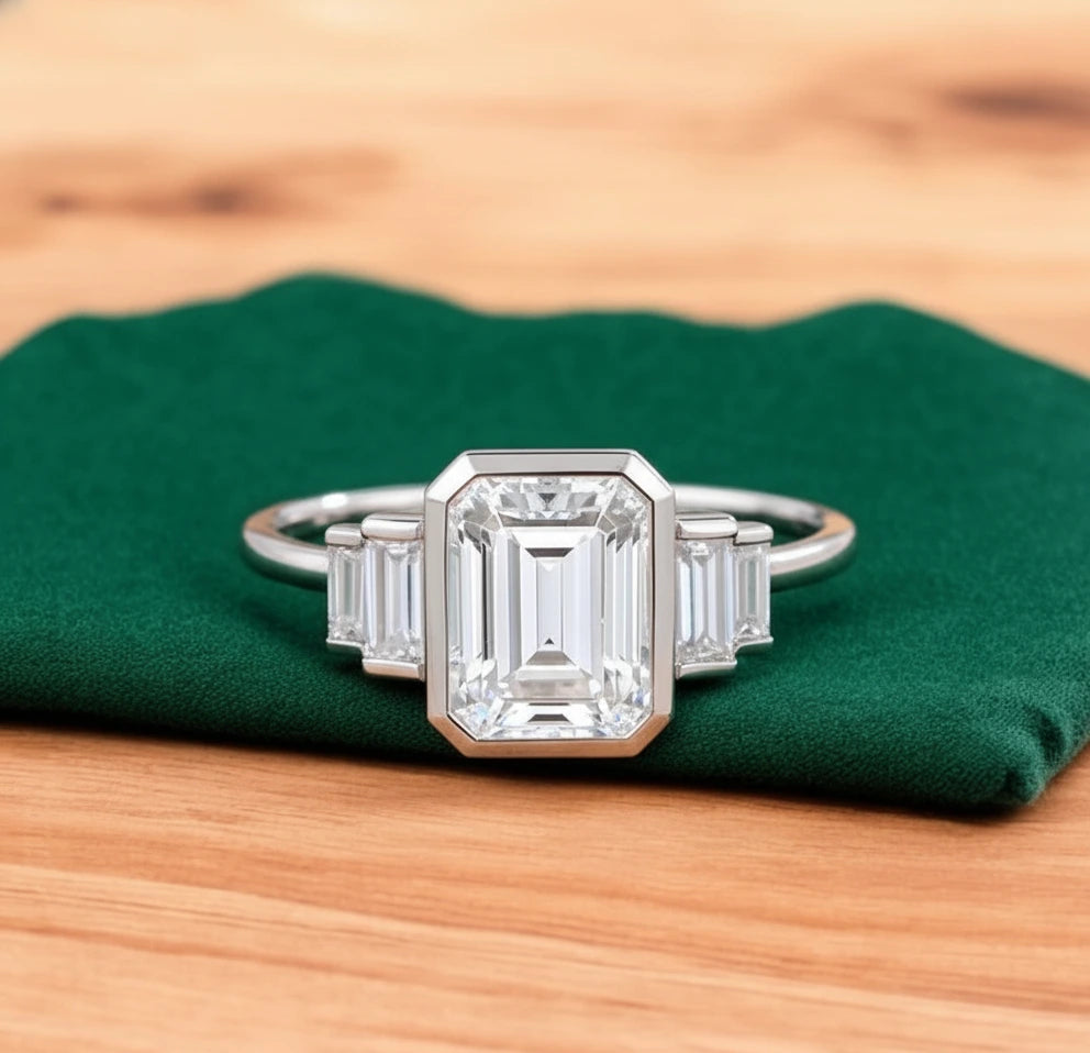  Emerald Cut Diamond Engagement Ring
