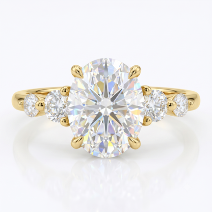 2CT Oval Cut Lab Grown Diamond Engagement Ring • Rose Gold Cluster Bridal Ring