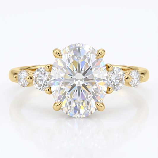 2CT Oval Cut Lab Grown Diamond Engagement Ring • Rose Gold Cluster Bridal Ring