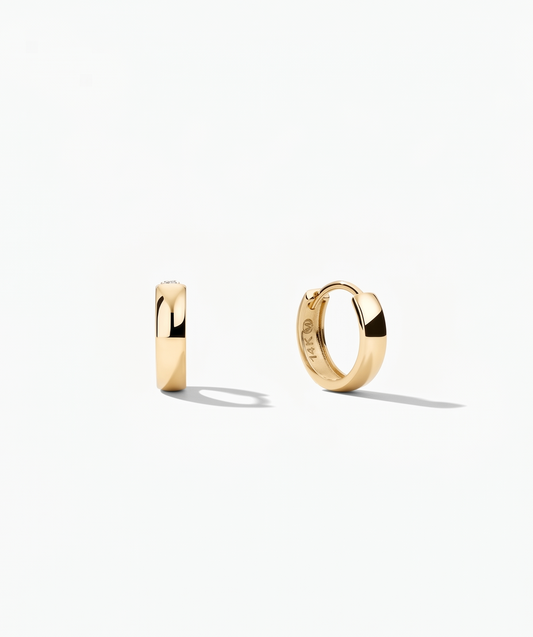 Tube Medium Gold Hoop Earrings • Classic Solid 14K Gold Hoops