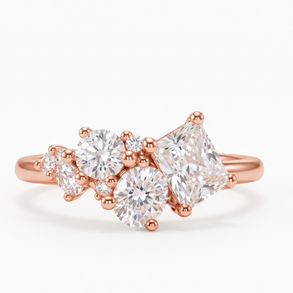 mixed cut lab grown diamond ring
