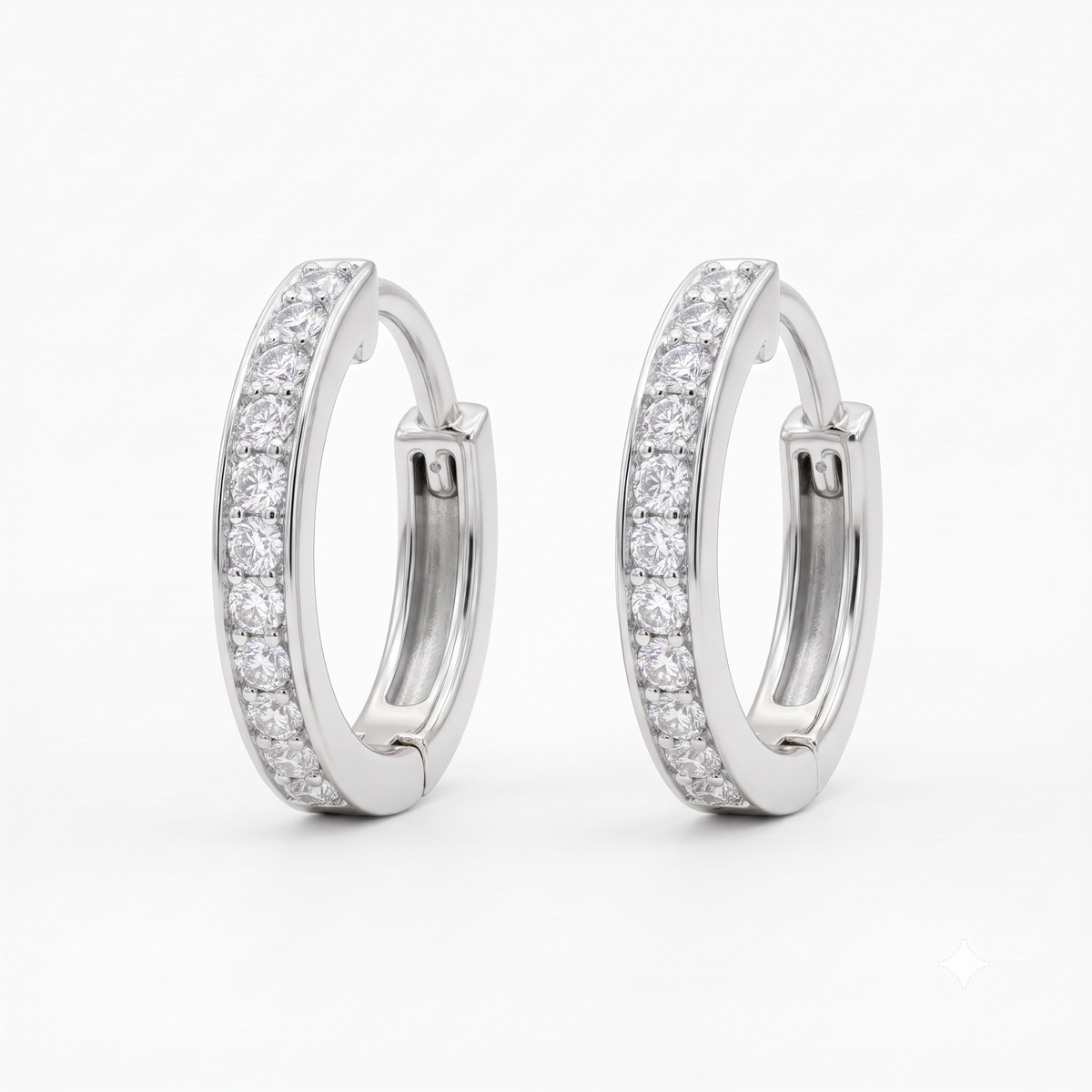 0.18 Ct Lab Grown Diamond Huggie Hoop Earrings | 14K Gold | Round Cut Diamonds