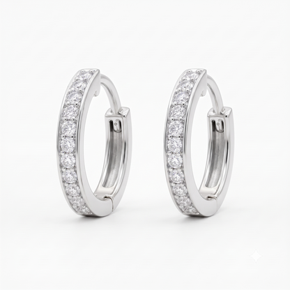 0.18 Ct Lab Grown Diamond Huggie Hoop Earrings | 14K Gold | Round Cut Diamonds