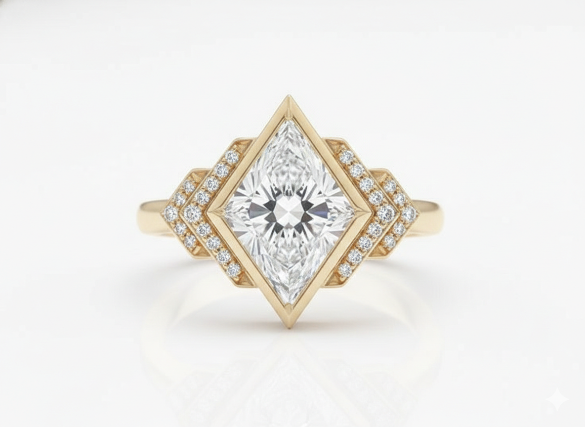 3.30 Ct Kite Cut Lab Grown Diamond Engagement Ring