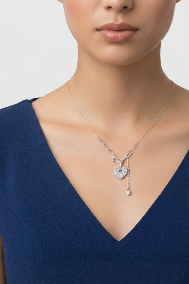 0.40 Ct Lab Grown Diamond Heart Necklace – Gold Y Lariat