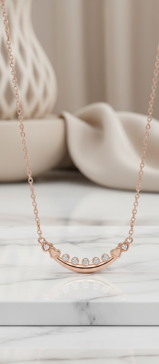 0.080 Ct Curved Bar Lab-Grown Necklace