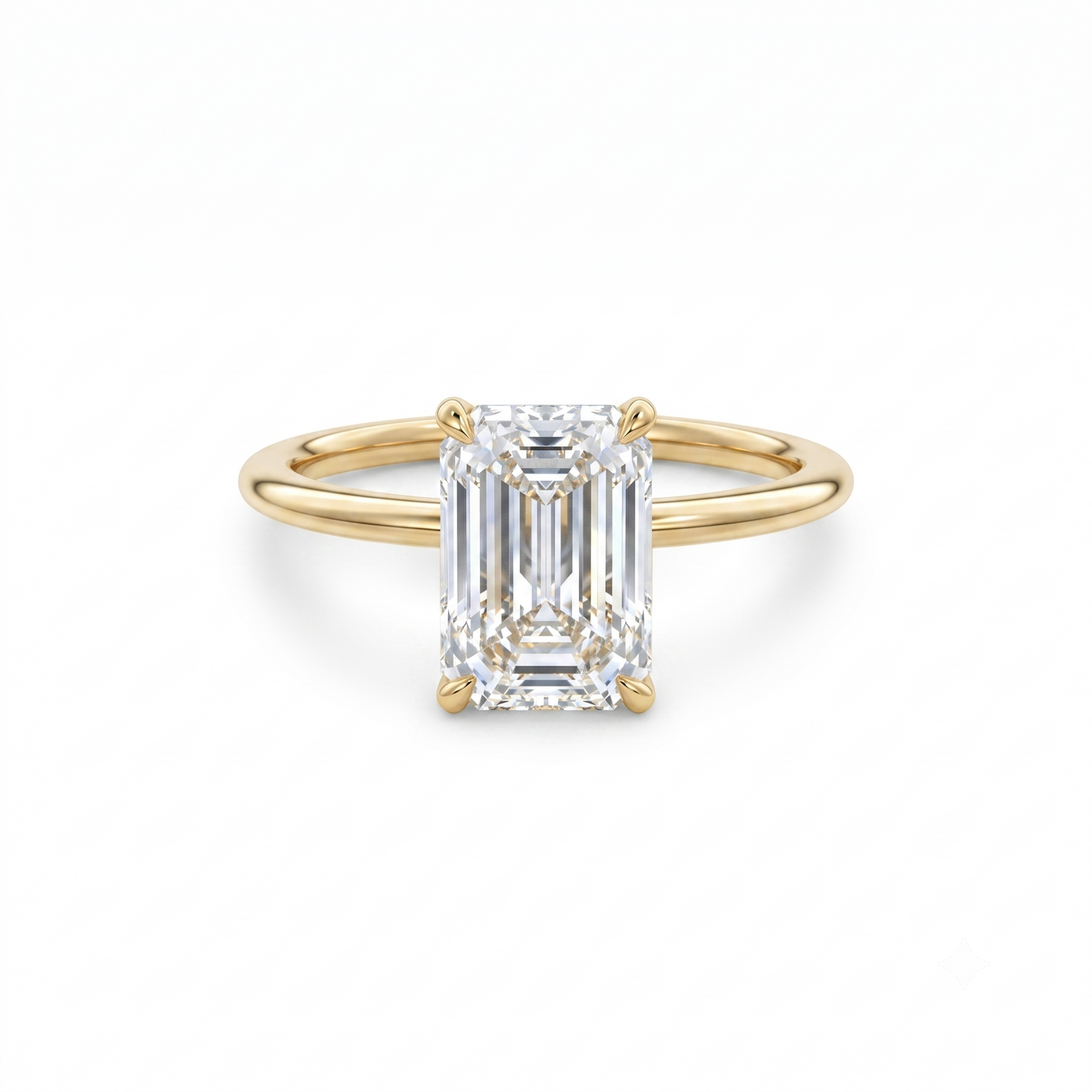 1.50 CT Emerald Cut Lab Grown Diamond Solitaire Engagement Ring 14k Yellow Gold