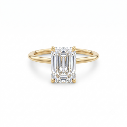 1.50 CT Emerald Cut Lab Grown Diamond Solitaire Engagement Ring 14k Yellow Gold