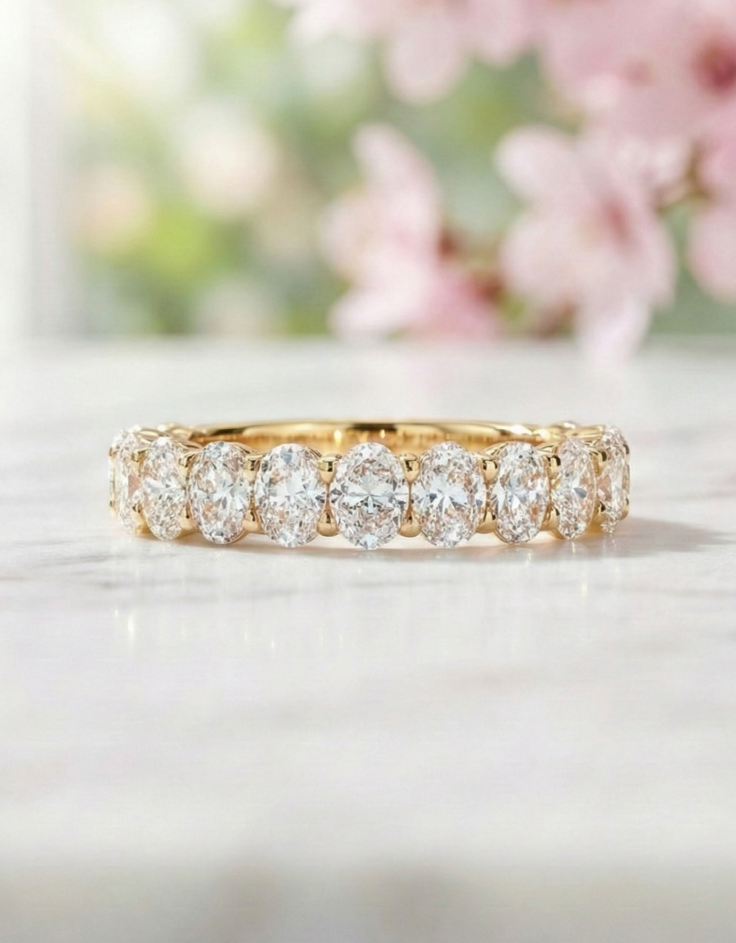 1.36 Ct Oval Moissanite Wedding Band – Half Eternity Ring